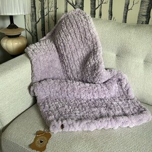 Pastel Purple handmade fluffy chunky knit baby blanket